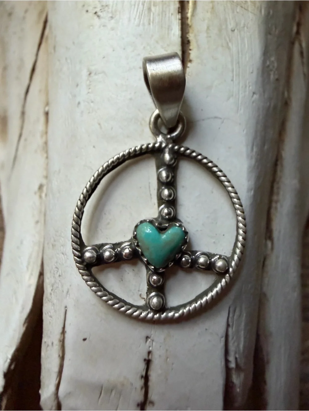 Sold 🇺🇸Sterling Silver Heart Turquoise Pendant Necklace